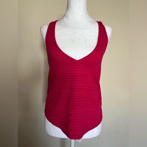 Roxy Hot Pink V-Neck Ribbed Racerback Tankini NWT